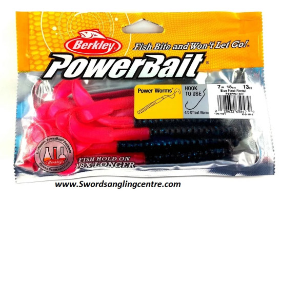 Berkley Power Worm Blue Fleck Firetail