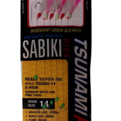 Tsunami Ultra One Touch 6 Hook Sabiki White Pink Tinsel Tsunami Ultra One Touch 6 Hook Sabiki White Pink Tinsel