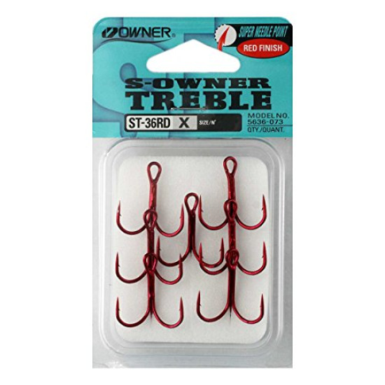 Owner ST-36RD Red Treble Hooks